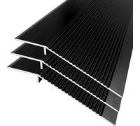 GOUZIBHD 3 Pack Fluted Saddle Threshold,Aluminum Doorway Edge Trim,Overlap Edge Reducer,Floor Transition Strip,Flooring Transition for Doorway Ramp Tiles Laminate Planks(Size:3ft/90cm,Color:Black)