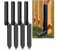 GOUZIBHD 31.5" Steel H-Shape Ground Spikes for Fixing Broken Leaning 4X4/6X6 Wood Posts,Heavy Duty Fence Post Repair Stakes No Digging Fence Post Repair Kit(Size:4 Pack)