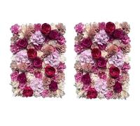 GOUZIBHD 3D Rose Wall Mat Artificial Flower Wall Panel,15.7 x 23.6 inch Fake Silk Flower Backdrop Decorative Faux Floral Panel for Photo Background Home Wedding Party(Size:2PCS)