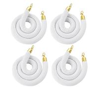 GOUZIBHD 4 Pack Crowd Control Rope,Hanging Vip Rope with Gold Clasps,Velvet Stanchion Rope,Queue Barrier Rope for Party Event and Red Carpet,White(Size:3ft/90cm)