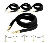 GOUZIBHD 4 PCS Black Velvet Stanchion Rope,4.9 Ft Velvet Hanging Rope,Queue Barrier Rope for Parties Crowd Queue Line,Crowd Control Rope with Glod Kooks