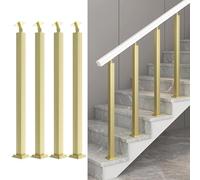GOUZIBHD 4 Pcs Square Stair Baluster Posts- 270° Adjustable Metal Railing Spindles with Flat Bracket Base and Screws Kits,for Deck,Balcony,Stair,Indoor and Outdoor Decor(Size:75cm/29.5",Color:Gold)