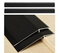GOUZIBHD Aluminum Floor Transition Strip, Threshold Ramps for Doorway, 36in Door Threshold Reducer, Doorway Edge Trim, Extra Wide Fluted Saddle Threshold 2PCS(Color:Black)