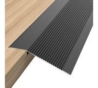 GOUZIBHD Aluminum Transition Strips for Doorway - Floor Transition Strip,36" Flooring Transitions Edge Trim,for Threshold Height Less Than 1.6in,Fluted Saddle Threshold(Color:Black)