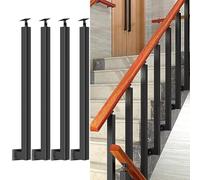 GOUZIBHD Black Stair Railing Handrail,4 Pcs Banister Column,Side Mount Stair Baluster Post Kits,270°Adjustable Railing Spindles for Attics,Office Buildings,Garden(Size:85cm/33.5in)