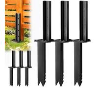 GOUZIBHD Black Steel Post Repair Stakes for Repairing Tilted or Broken Wooden Posts,Thickened Post Anchor Ground Spike Fence Post Anchor Ground Stakes for Mailbox Deck Railing(Size:6pcs)