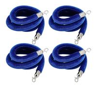 GOUZIBHD Blue Velvet Stanchion Rope,3.3ft - 6ft,Crowd Control Rope with Polished Hooks,4 Pack Safety Velvet Rope,Queue Barrier Rope for Hotels,Movie Theaters(Size:4.9ft/150cm,Color:Silver Hook)