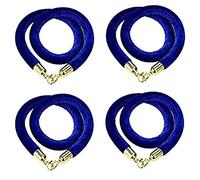 GOUZIBHD Blue Velvet Stanchion Rope,3.3ft - 6ft,Crowd Control Rope with Polished Hooks,4 Pack Safety Velvet Rope,Queue Barrier Rope for Hotels,Movie Theaters(Size:6ft/185cm,Color:Glod Hook)