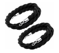 GOUZIBHD Braided Hemp Rope Barrier with Silver Hooks,Crowd Control Rope,Twisted Queue Rope,Stanchion Rope for Engagement Hotel Banquets Parties Venues Decoration(Size:8ft/245cm,Color:2 Pack)