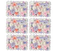 GOUZIBHD Decorative Faux Floral Panel,23.6 x 15.7 Inch Artificial Flower Wall Panel 3D Flower Wall Backdrop Silk Rose Wall for Party Decorations Wedding Wall Decor(Color:6 Pcs)