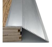 GOUZIBHD Door Threshold Ramp, Flooring Transition, Fluted Saddle Threshold, Aluminum Doorway Edge Trim, Carpet Tile Overlap Edge Reducer, Floor Transition Strip(Color:Silver)