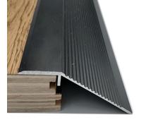 GOUZIBHD Door Threshold Ramp, Flooring Transition, Fluted Saddle Threshold, Aluminum Doorway Edge Trim, Carpet Tile Overlap Edge Reducer, Floor Transition Strip(Color:Black)