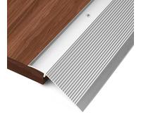 GOUZIBHD Extra Wide Floor Transition Threshold Strip, Aluminum Overlap Edge Reducer for Kitchen Bathroom, Vinyl Door Threshold Ramp, Laminate Fluted Saddle Threshold(Color:Silver)