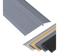 GOUZIBHD Extra Wide Floor Transition Threshold Strip, Flat Divider Strip for Kitchen/Bathroom/Laminate Vinyl, Aluminum Door Threshold Ramp, Fluted Saddle Threshold(Size:90cm/35 in,Color:D)