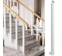 GOUZIBHD Floor Mount for indoor outdoor Stair Railing Handrails Deck Balusters, Pipe Matte Metal Square Guardrail Column, for Deck Pergola Porch Loft Corridor 1PCS, White(Size:105cm/41.3in)