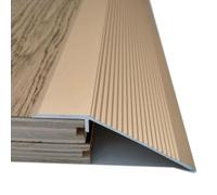 GOUZIBHD Fluted Saddle Threshold,Cuttable Floor Transition Strip,Aluminum Doorway Edge Trim,Overlap Edge Reducer,Door Threshold Ramp for Doorways Vinyl Laminate(Color:Rose Gold)
