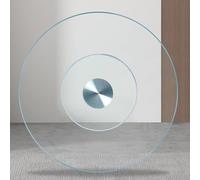 GOUZIBHD Glass Lazy Susan for Banquets Party Dining Table, Clear Glass Turntable Large Lazy Susan Turntable, 24 28 32 36 40 43in Rotating Tray Silent & Smooth Spin(Size:60cm/24in)