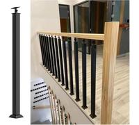 GOUZIBHD Handrail Railing for Indoor Outdoor, Metal Black Square Banister with Armrest, Spindles Post with Adjustable Angle Top Bracket, Landing Support Column(Size:95cm/37.4in)