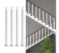 GOUZIBHD Indoor Railing Kits,Square Stair Baluster Posts,4 Pack Stair Railing Handrail,270°Adjustable Metal Railing Spindles for Terraces,Balconies,Stairs(Size:90cm/35.4in,Color:Front Mount)