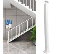 GOUZIBHD Indoor Railing Kits, Square Stair Baluster Posts with Flat & Adjustable 270° Angle Bracket, Metal Railing Spindles, Floor Mount Handrails, Banister 1PCS White(Size:100cm)