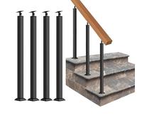 GOUZIBHD Indoor Stair Railing Kits,Black Metal Baluster Posts,Stair Balusters Post,Banister Column,270° Adjustable for Porch,Concrete,Wooden Steps(Size:95cm/37.4in,Color:4 Pack)