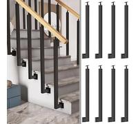 GOUZIBHD Iron Square Stair Baluster Posts,Side Mount Metal Hand Railing Spindles,Balusters for Staircase Interior,270° Adjustable Banister Column for Deck/Balcony/Patio(Size:85cm/33.5in,Color:8 Pack)