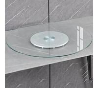 GOUZIBHD Lazy Susan Turntable with Aluminum Alloy Bearing, Tempered Glass Turntable, Rotating Serving Tray for Family Party Kitchen Table, 360° Swivel Serving Plate(Size:50cm)