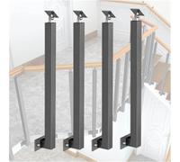 GOUZIBHD Metal Hand Railing Spindles With Flat & Adjustable 270° Angle Bracket,4 Pack Side Mount Stair Balusters Post Kit,Banister Column for Deck,Steps,Garden,Outdoor(Size:90cm/35.4in)
