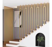 GOUZIBHD Metal Spindles Deck Balusters,Modern Industrial Square Tube Design Handrail, Wrought Iron Safety Stair Railing, for Attic Porch Safety Hand Rail Gold 1PCS(Size:90cm)