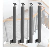 GOUZIBHD Side Mount Metal Spindles, Square Stair Balusters Post with Screws Kit, Indoor Stair Railing Deck Balusters for Stair Porch - 4 Pack, Black Railing Pillar(Size:90cm)