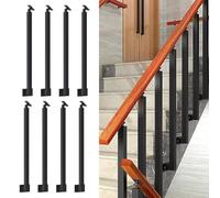 GOUZIBHD Side Mount Metal Stair Baluster Posts - Indoor Square Railing Spindles,270° Adjustable Metal Stair Post with Screws Kit,for Deck/Family Villas/Steps(Size:100cm/39.4in,Color:8 Pack)