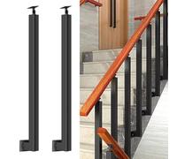 GOUZIBHD Side Mount Metal Stair Baluster Posts - Indoor Square Railing Spindles,270° Adjustable Metal Stair Post with Screws Kit,for Deck/Family Villas/Steps(Size:100cm/39.4in,Color:2 Pack)