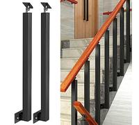 GOUZIBHD Side Mount Stair Balusters Post Kit,270° Adjustable Square Baluster Posts,Indoor Outdoor Metal Deck Railing Sprindles for Porch,Concrete,Wooden Steps(Size:75cm/29.5in,Color:2 Pack)