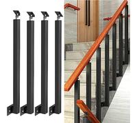 GOUZIBHD Side Mount Stair Railing, Metal Hand Rail 270°Adjustable Railing Spindles, Square Stair Balusters Post, Black Balusters for Deck/Porch, Support Rod Kit 4PCS(Size:85cm)