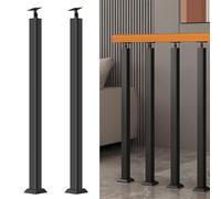 GOUZIBHD Square Stair Baluster Posts, 270°Adjustable Metal Railing Spindles, Black Staircase Banister, for Deck Balcony Stair, Modern Industrial Support Rod 2PCS(Size:85cm)