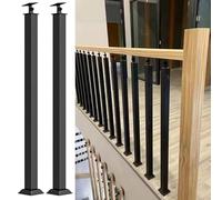 GOUZIBHD Stair Railing Kit, Wrought Iron Baluster Post, for Attic Deck, Staircase Spindles Railing 2PCS, 270° Adjustable Bracket Railing Spindles with Flat Bracket Base(Size:100cm)