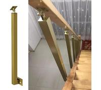 GOUZIBHD Stairs Handrail - Side Mount Railing Columns Kit, 270° Adjustable Flat Brackets Spindle Post, Square Iron Banister Guardrail, for Porch Deck Steps Fences(Size:90cm/35.4in,Color:Gold)