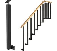 GOUZIBHD Stairs Handrail - Side Mount Railing Columns Kit, 270° Adjustable Flat Brackets Spindle Post, Square Iron Banister Guardrail, for Porch Deck Steps Fences(Size:85cm/33.4in,Color:Black)