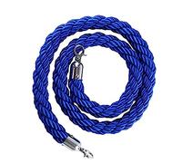GOUZIBHD Stanchion Rope,Crowd Control Rope,Twisted Queue Rope with Silver Hooks,Braided Hemp Rope Barrier for Party Hotels Wedding Movie Theaters Grand Openings(Size:4.9ft/150cm,Color:Blue)