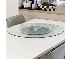 GOUZIBHD Tempered Glass Lazy Susan Turntable, 360° Rotating Serving Tray for Dining Table Top, Swivel Serving Plate, Rotating Tray Party Kitchen Centerpiece(Size:50cm)