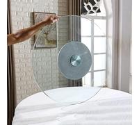 GOUZIBHD Tempered Glass Lazy Susan Turntable, Large Round Rotating Serving Tray, Lazy Susan Turntable for Party Weddings Family Dining Table, with Assist System(Size:60cm)
