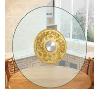 GOUZIBHD Tempered Glass Lazy Susan Turntable, Round Serving Plate, Top Centerpiece Kitchen Turntable, 360° Rotating Tray for Family Gatherings Weddings Banquets(Size:90cm,Color:A)