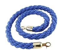 GOUZIBHD Twisted Queue Rope,Braided Hemp Rope Barrier,Crowd Control Rope with Polished Snap Gold Hooks,Stanchion Rope for Party Decorations,Red Carpet Events,Car Shows(Size:4.9ft/150cm,Color:Blue)