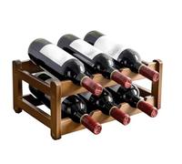 GOUZIBHD Wine Rack Free Standing,6 Bottle 2 Tier Bamboo Wine Rack,Wine Storage Rack,Wine Bottle Holder for Kitchen,Bar,Pantry,Wine Cellar
