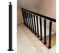 GOUZIBHD Wrought Iron Hand Rail,270°Adjustable Railing Spindles for Indoor Attic Balconies Safety Railing, Square Staircase Railing Posts,Black Handrail Kits 1PCS(Size:85cm/33.5in)