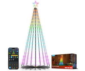 Govee Christmas Cone Tree Lights, 1.82m 316 LEDs RGBIC String Lights with Smart App Control, 82+ Scene Modes, IP67 Waterproof Holiday Decor for Halloween & Christmas, Music Sync, Black