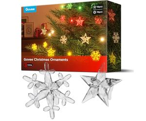 Govee Christmas Ornament, 30pcs Clear Crystal Acrylic Star and Snowflake for Christmas String Lights, Xmas Tree Decorations, Home Deco, New Year, Party (No String Lights Included)