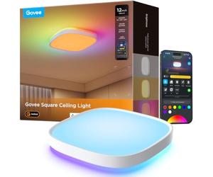 Govee LED Ceiling Light, 2400lm Smart RGBIC Ceiling Lights, Square, 30cm | 2700K-6500K Tunable Light, 70 Scenes Flush Lights Ceiling for Bedroom Living Room Kitchen, Smart Control, 5VA Materials