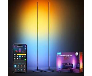 Govee LED Floor Lamp Black, RGBIC Modern Corner Lamp, Smart Standing Lamp with 61 Scene Modes,Music Sync, Corner Floor Lamp for Living Room, Bedroom, 2 Pack