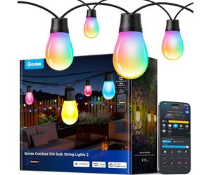 Govee Outdoor String Light 15M, RGBICW 65lm per LED, App&WiFi Control, IP66 | 16 Million DIY, 111+ Scene Modes, Music Sync, Matter/Alexa/Google, Up to 25,000h, Easy Installation, Garden/Backyard/Terrace